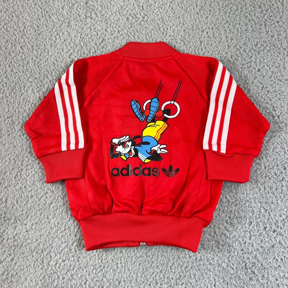 Adidas Track Suit Kids 6M Red Disney Goofy Superstar Jacket Pants Set Vintage